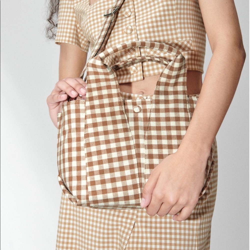 Zara Plaid printed Midi Bag